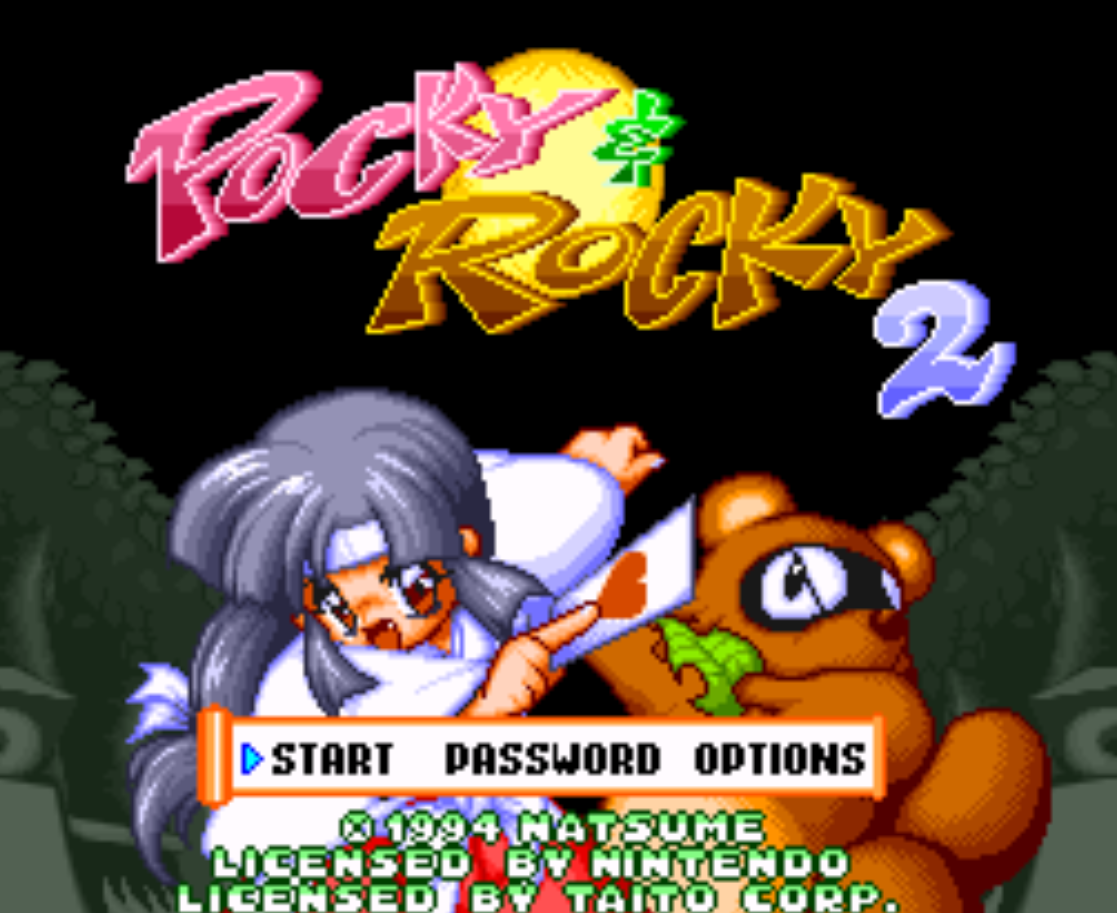 Pocky and Rocky 2 Title Screen